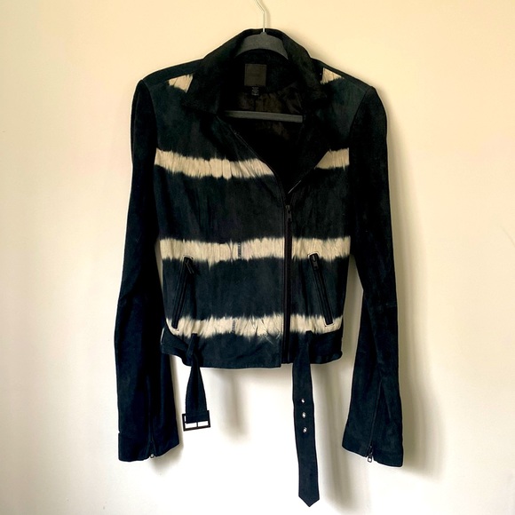 Joe jeans leather jacket black and white size small - Picture 1 of 7